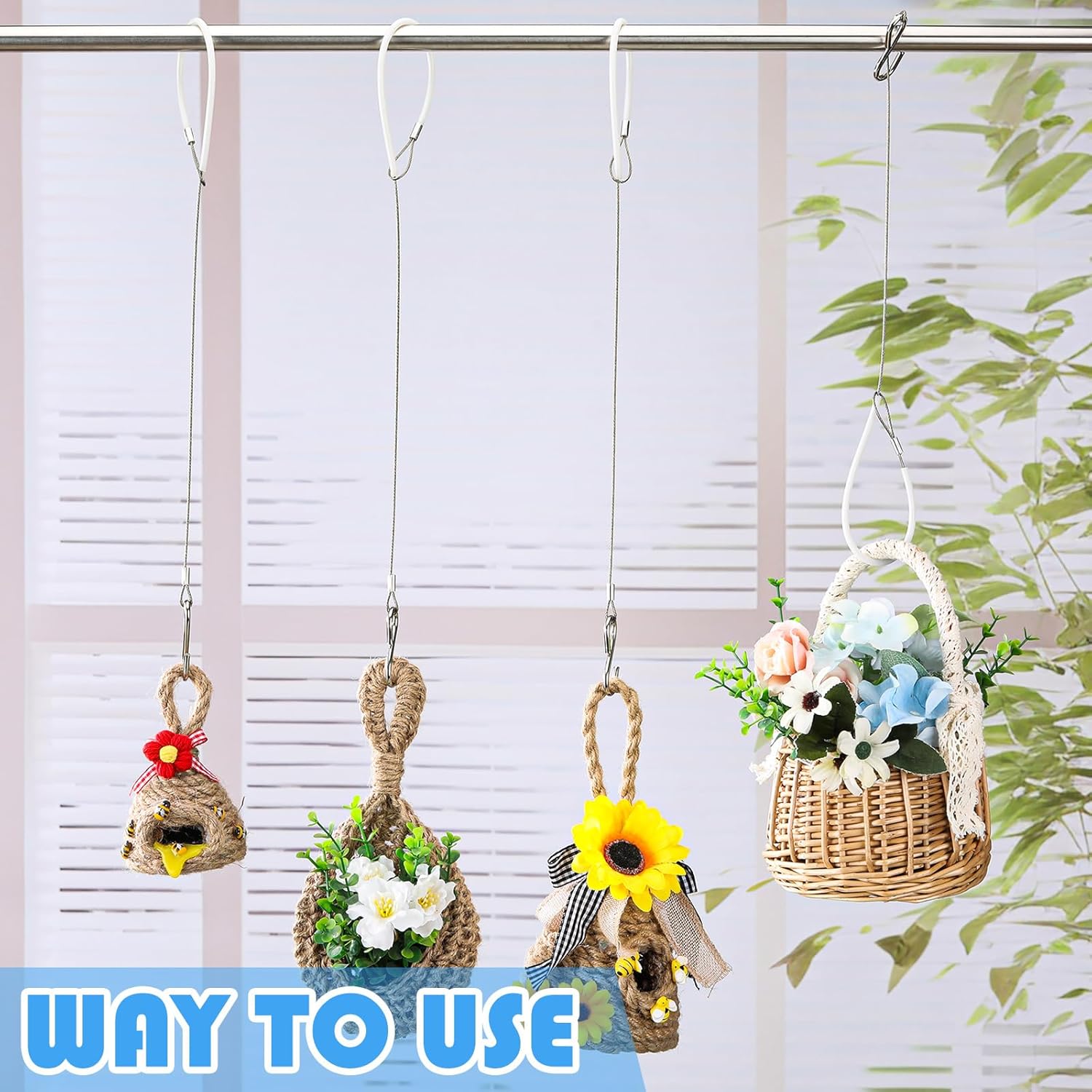 4pcs Bird Feeder Hanger for Tree with S-Hook Hanging Cable Tree Limb P