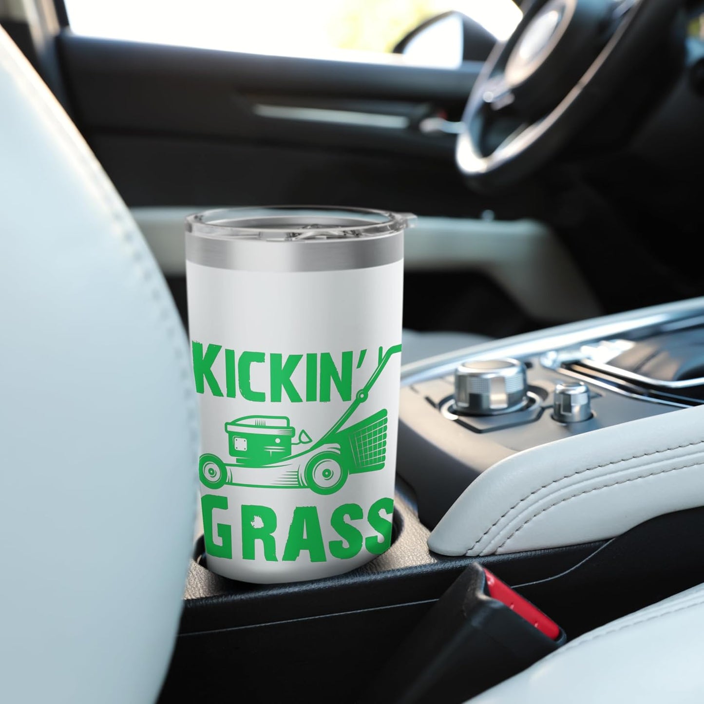 Kicking Grass Lawn Care Mowing Landscaping Gardener Funny Stainless Steel Insulated Tumbler