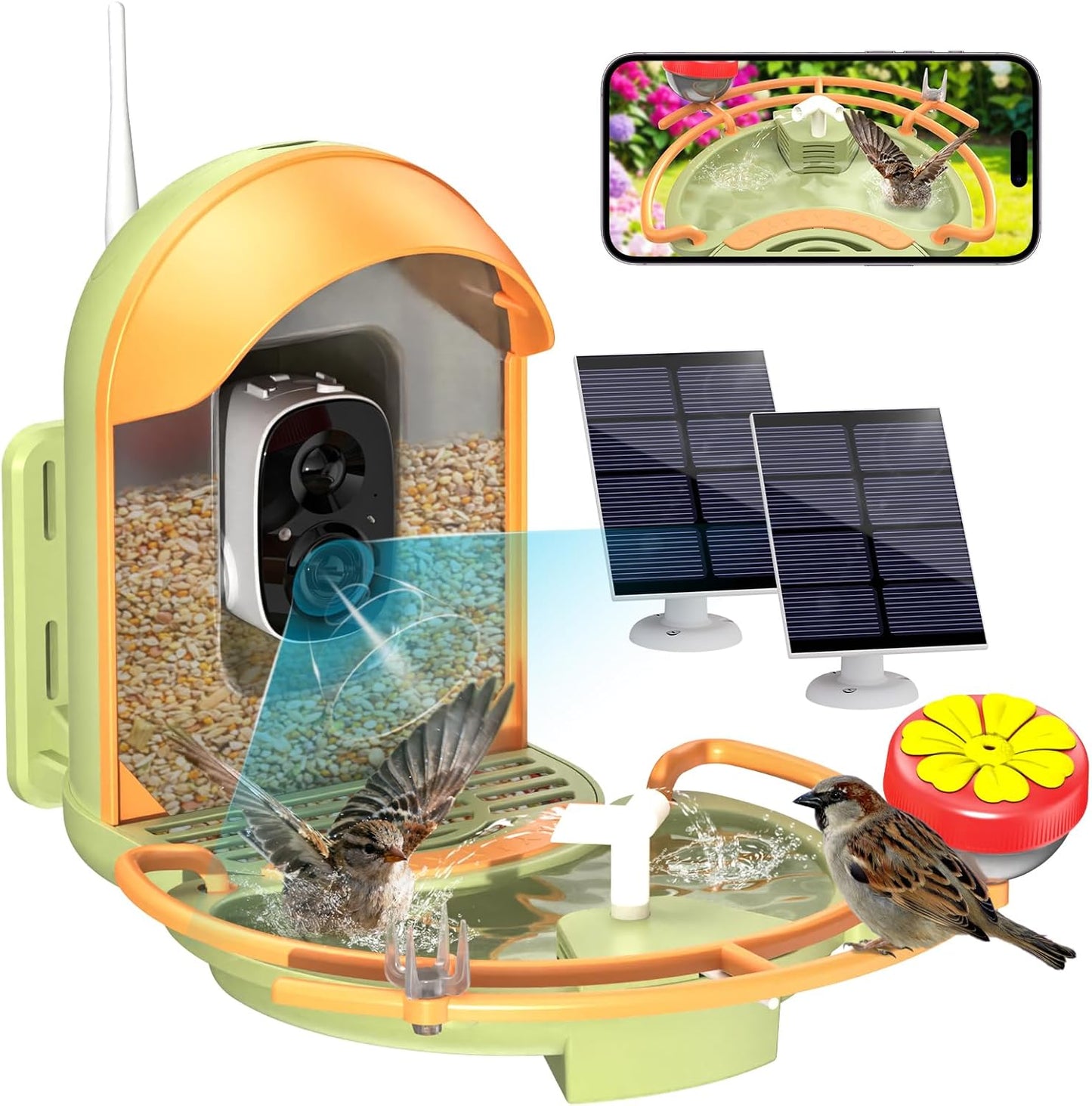Bird Feeder with Camera, Smart Birdfeeder with Cam Solar Powered, 2K H