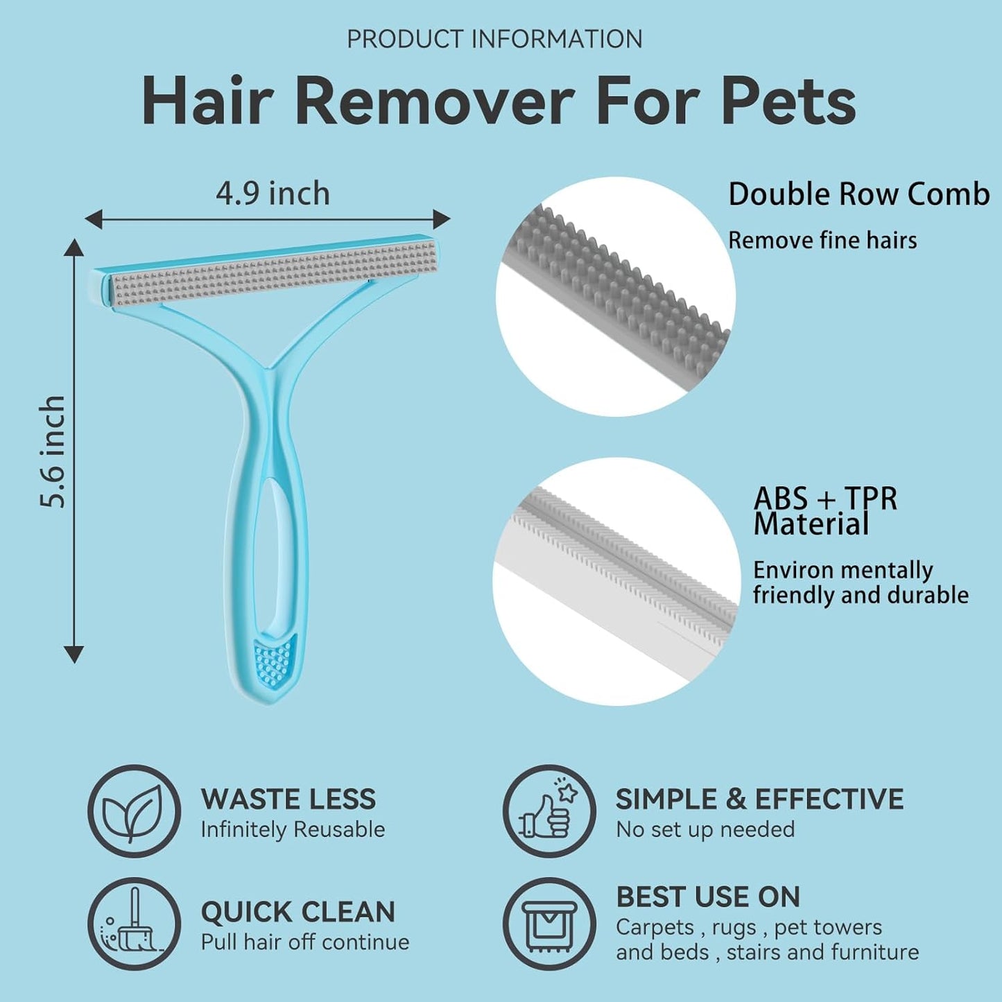 Pet Hair Remover, Dog and Cat Hair Remover, Wool Hair Remover, Carpet 
