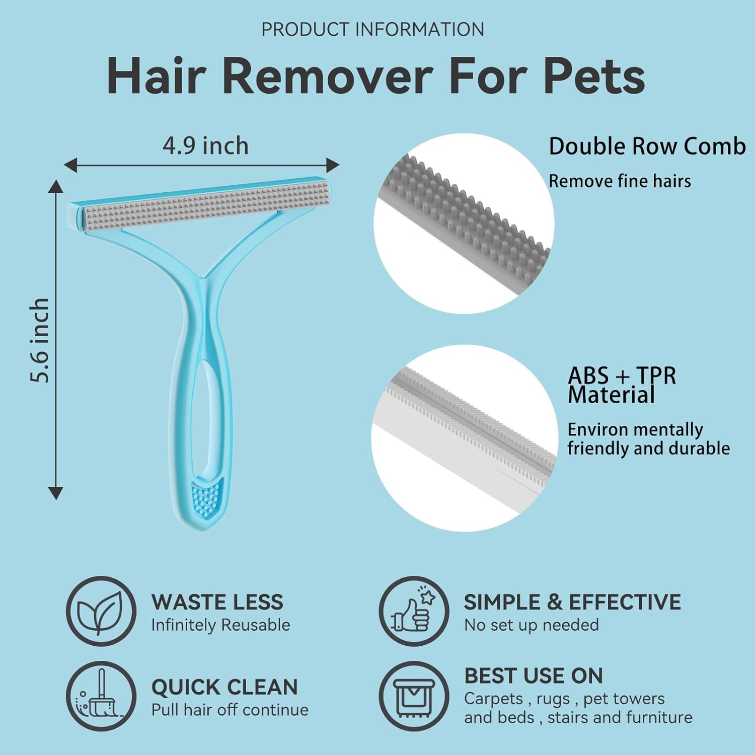 Pet Hair Remover, Dog and Cat Hair Remover, Wool Hair Remover, Carpet 