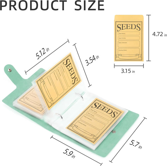 Seed Storage Organizer, 50 Pockets Seed Sleeves Binder with Envelopes 