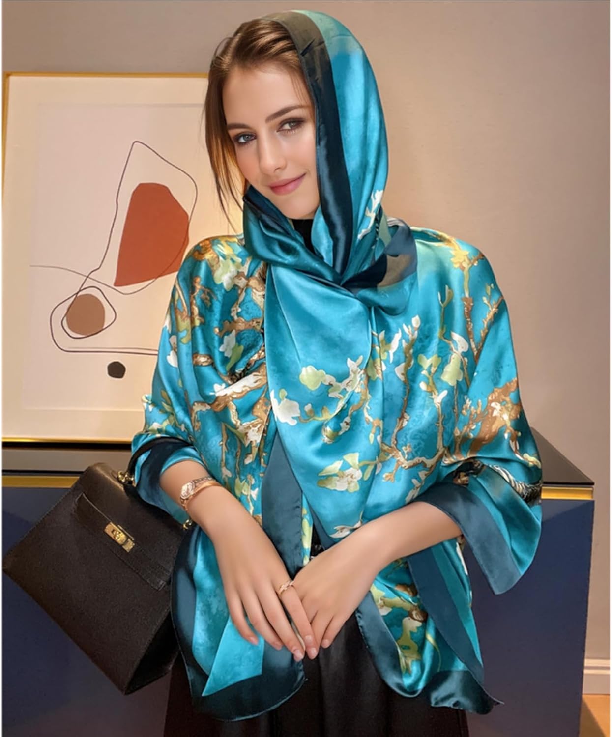 vimate 100% Large Silk Feeling Scarf-Women's Fashion Long Mulberry Sil