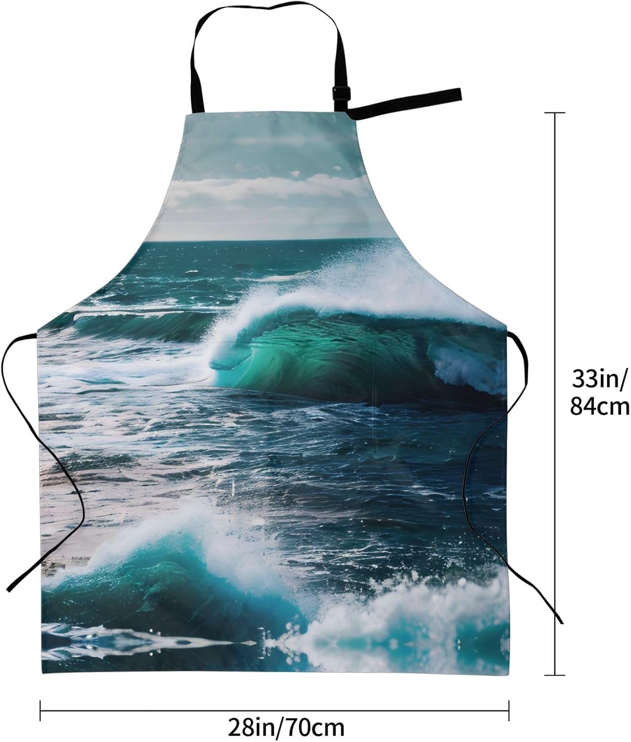 Scenic sea water print Waterproof chef's apron with pocket apron for k