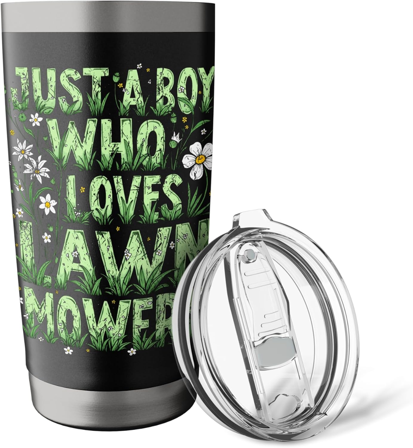 Just A Boy Who Loves Lawn Mowers Grass Mowing Lawn Mowing Stainless Steel Insulated Tumbler