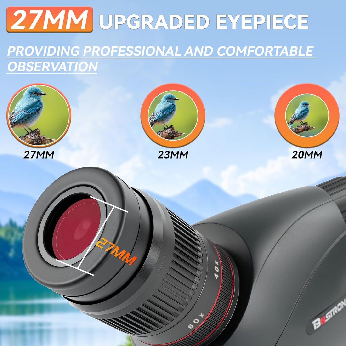 20-60x82 Spotting Scopes for Target Shooting with Upgraded Large Eyepiece, Spotting Scope with Tripod Carrying Bag Phone Adapter, BAK4 IPX7 Waterproof Spotter Scopes for Birding Watching