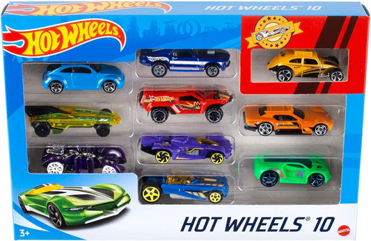 Hot Wheels Set of 10 1:64 Scale Toy Trucks and Cars for Kids and Colle