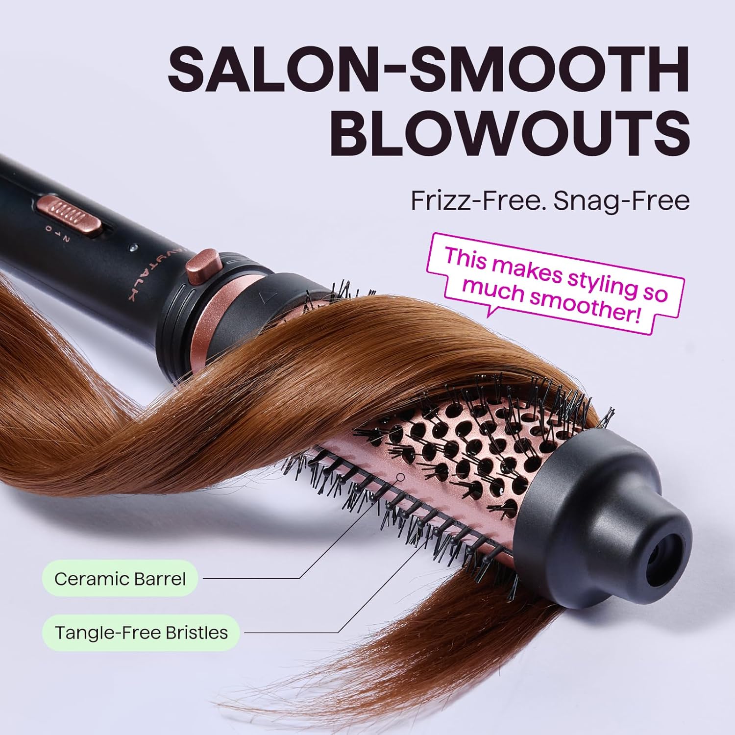 Wavytalk Thermal Brush, 1 1/2 inch Heated Round Brush with Detachable 