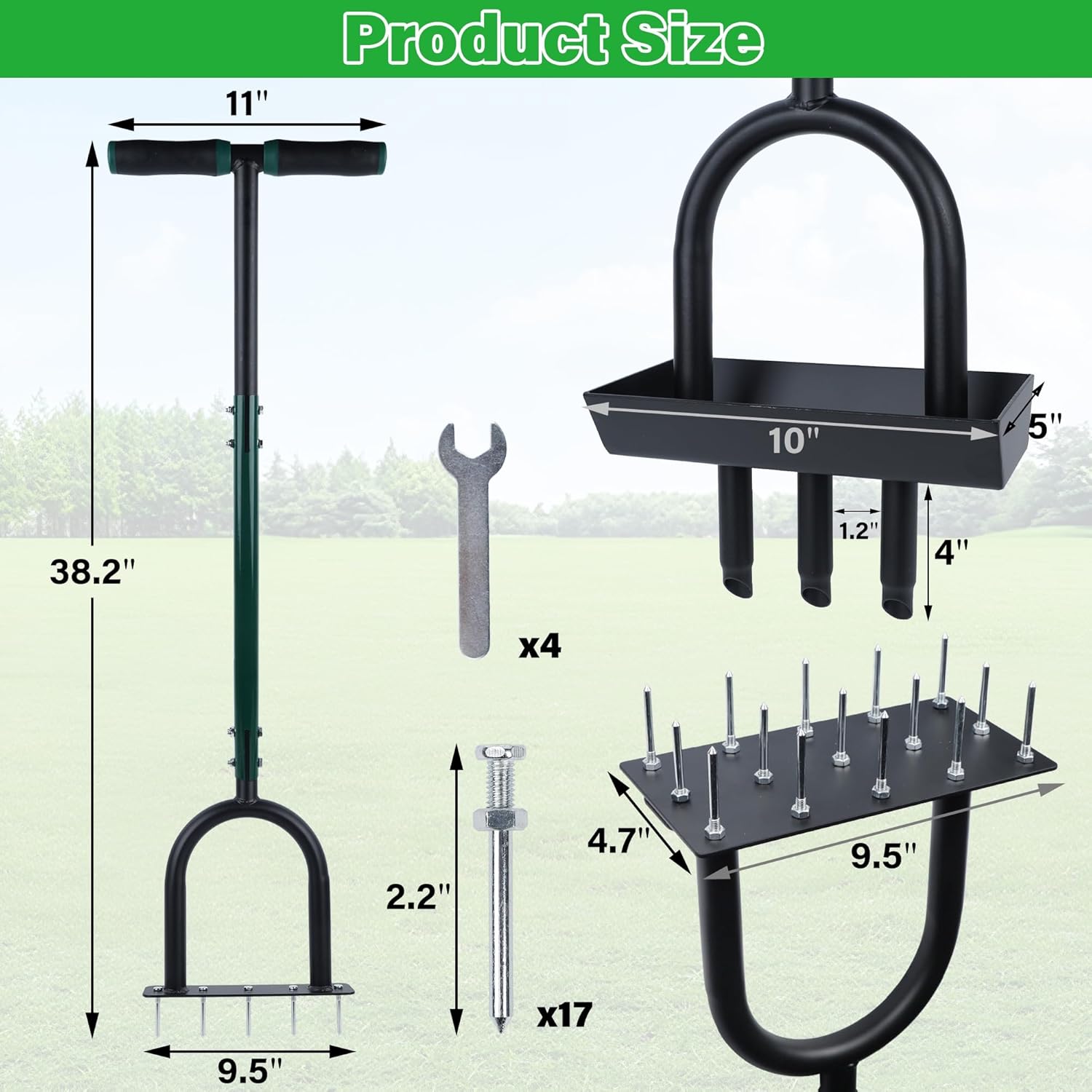 yofit 3-in-1 Manual Lawn Aerator Tool - Core & Spike Aerator with Chan