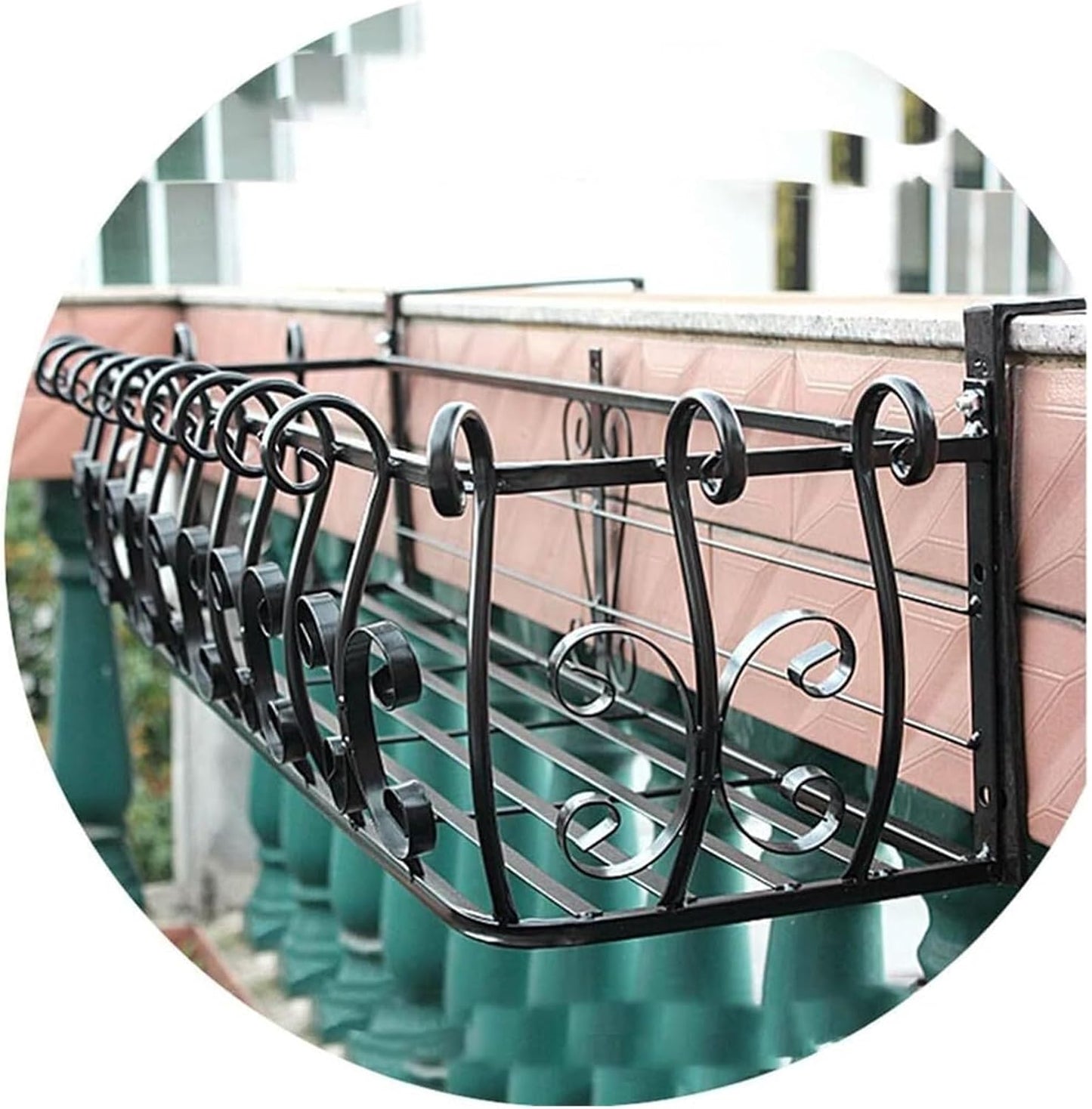 Outdoor Railing Planter Box - Fence Planters for Flowers, Window Sill Hanging Pots, Garden Railing Flower Stand, Green Plant Rack (80x28x22cm)