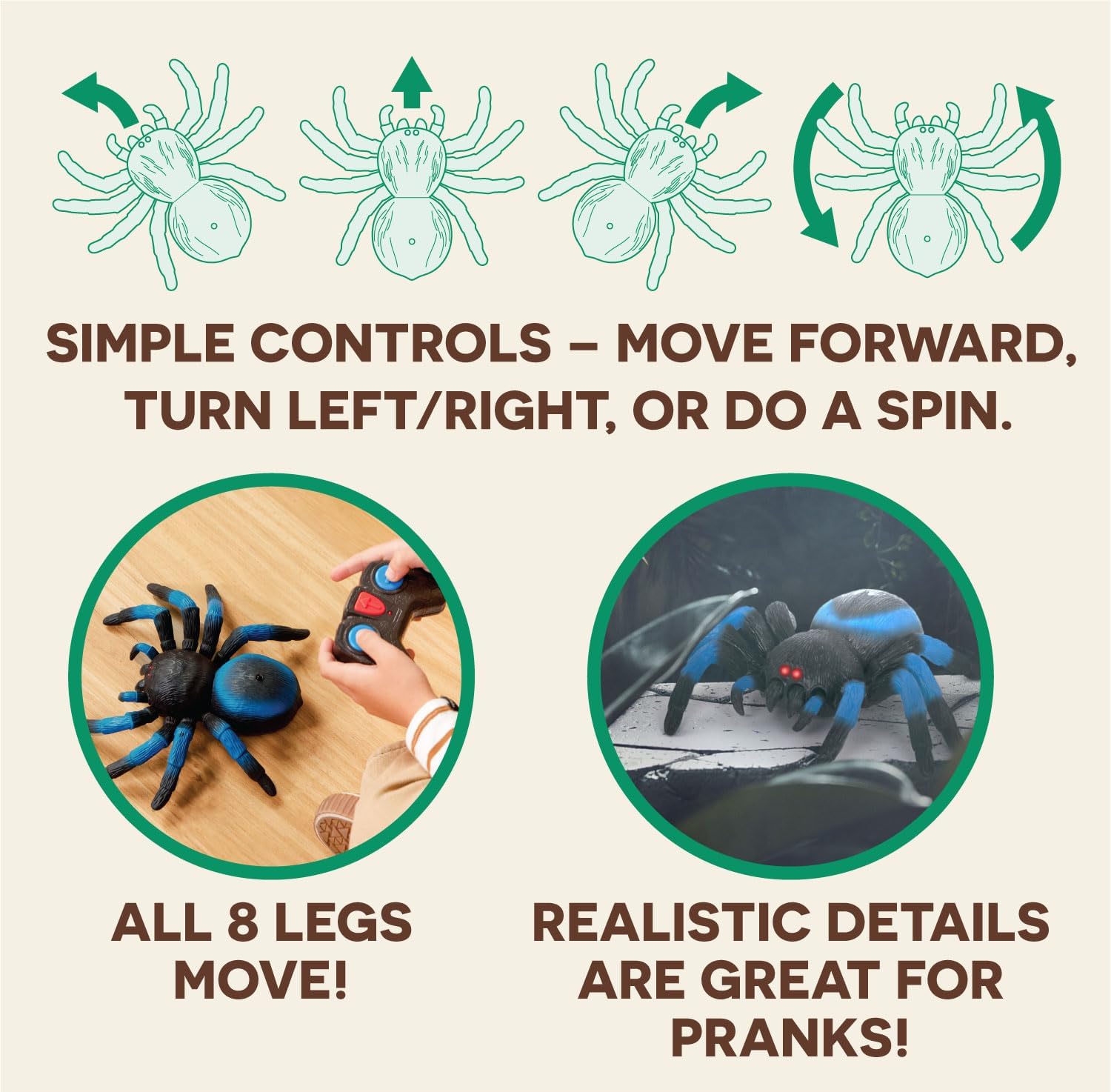 Terra by Battat – Remote Control Tarantula for Kids with LED Eyes – Re