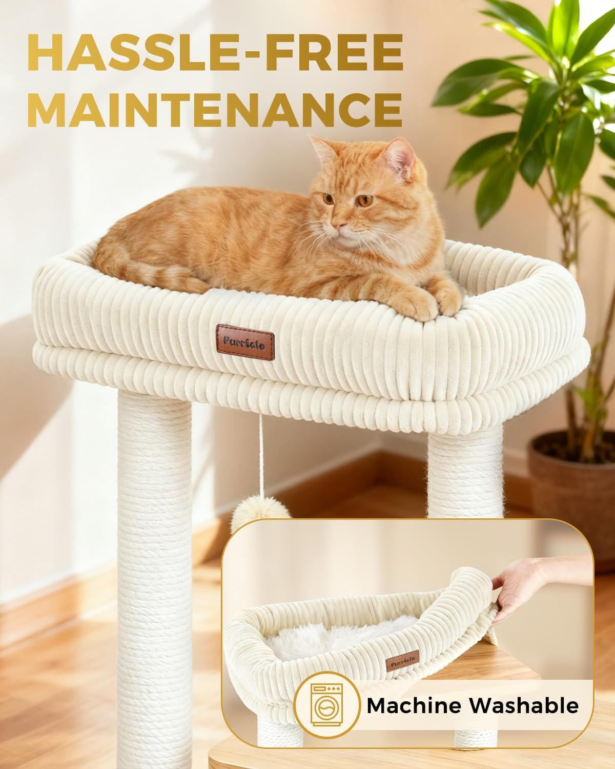 Modern Cat Tree for Indoor Cats, Nordic Loft Style, Wooden Cat Tower w