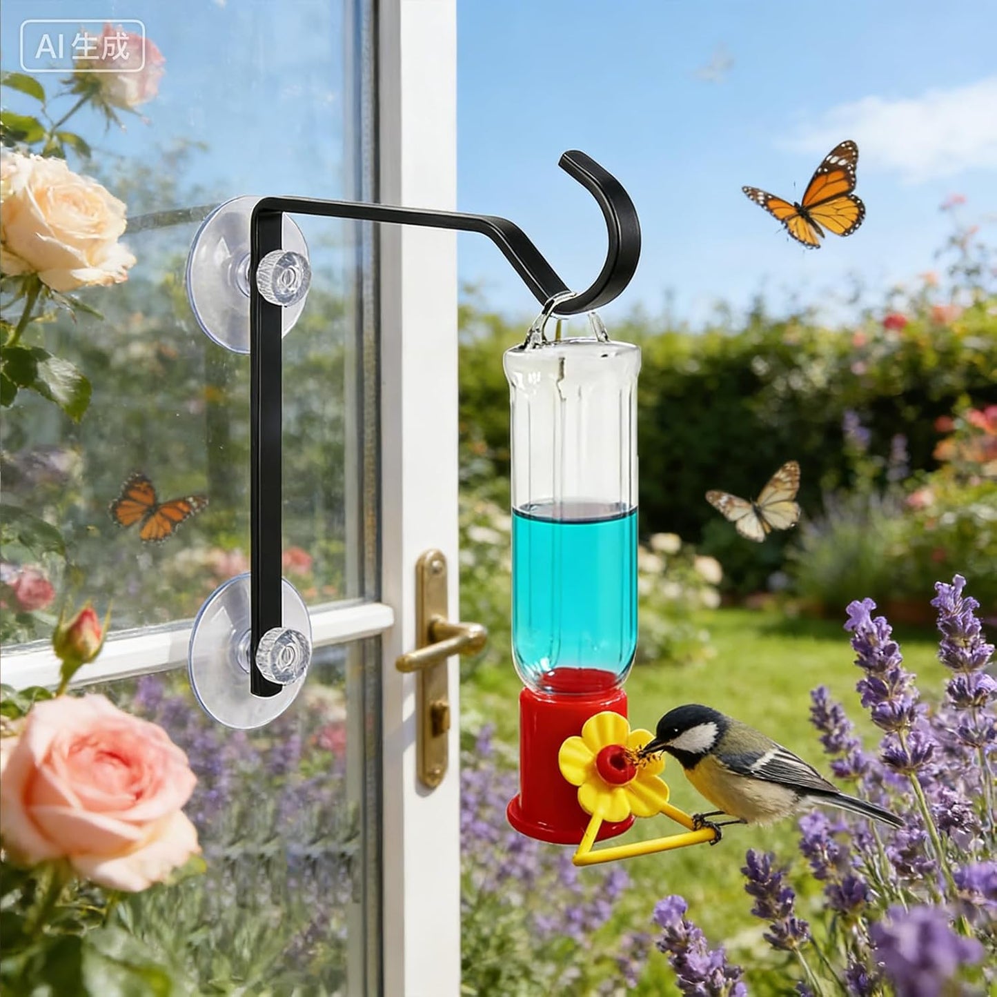 2 Pack Window Hummingbird Feeder with Strong Suction Cups Hangers Small Plastic Humming Birds Feeders for Outside, for Mom, Dad, Bird Lovers