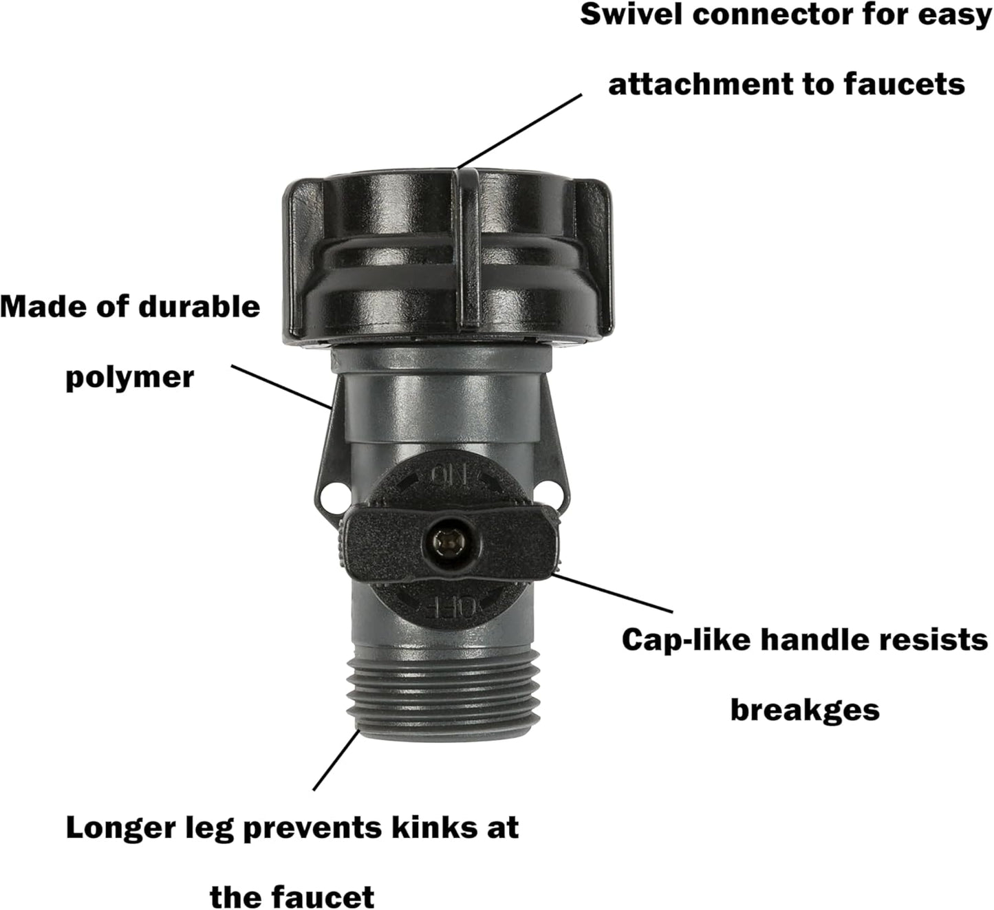 Gilmour Full Flow Garden Hose Shut Off Valve, Rust Proof Single Water Shut Off Valve, Gray