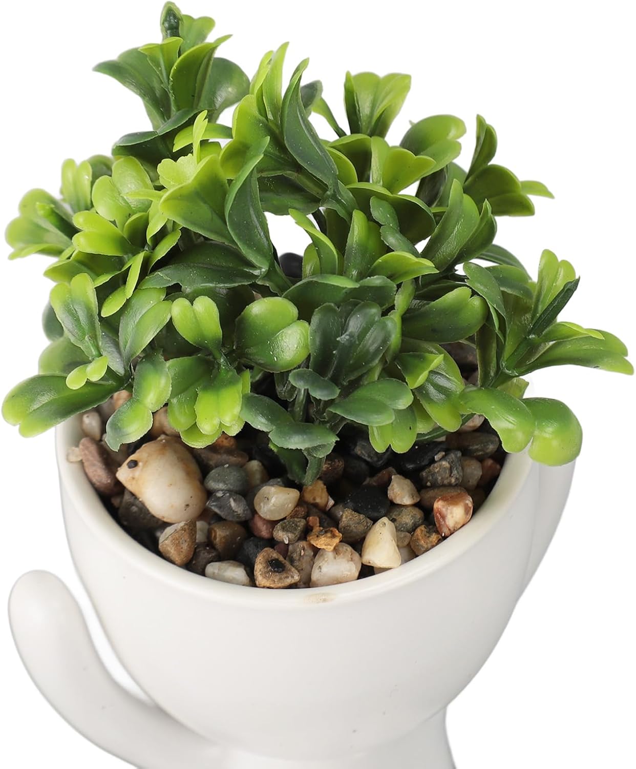 Artificial Succulent Planter Pot Cute Human Shaped Ceramic Plastic Fake Succulents with Pots for Home Office Decoration 4pcs Set