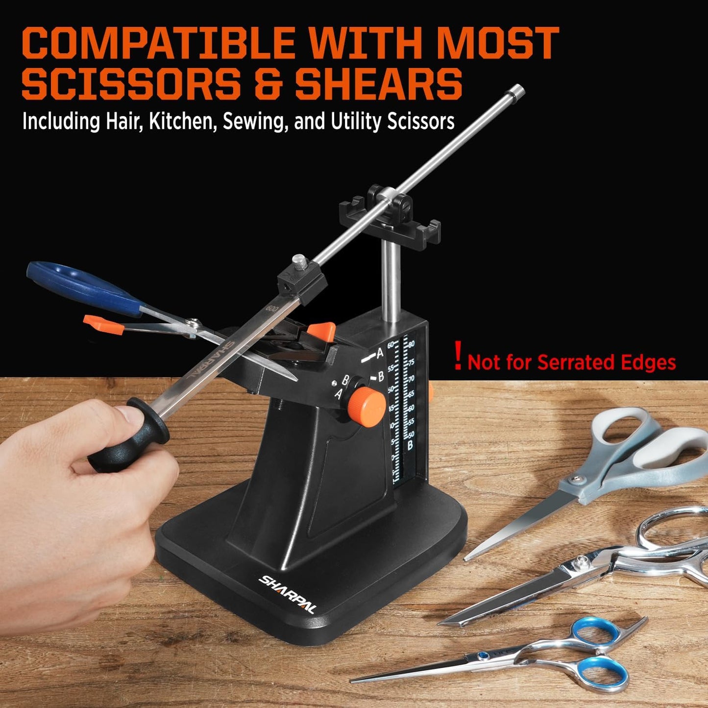 SHARPAL 201H Diamond Scissor & Garden Tool Sharpener – Adjustable 22°-84° Angle, 325/600 Grit Plates | Sharpening for Kitchen, Hair Cutting, Sewing Scissors, Lawn Mower Blades, Pruners & Hedge Shears