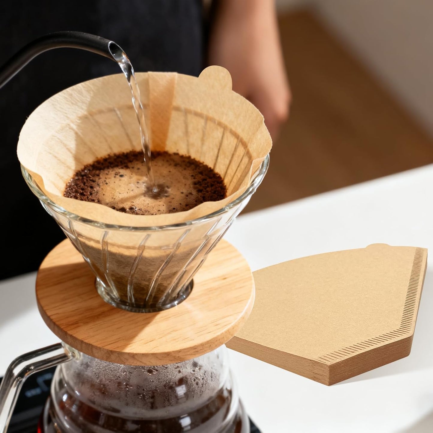 200 Count Coffee Filters #4, Disposable Cone Coffee Filters 8-12 Cup, 