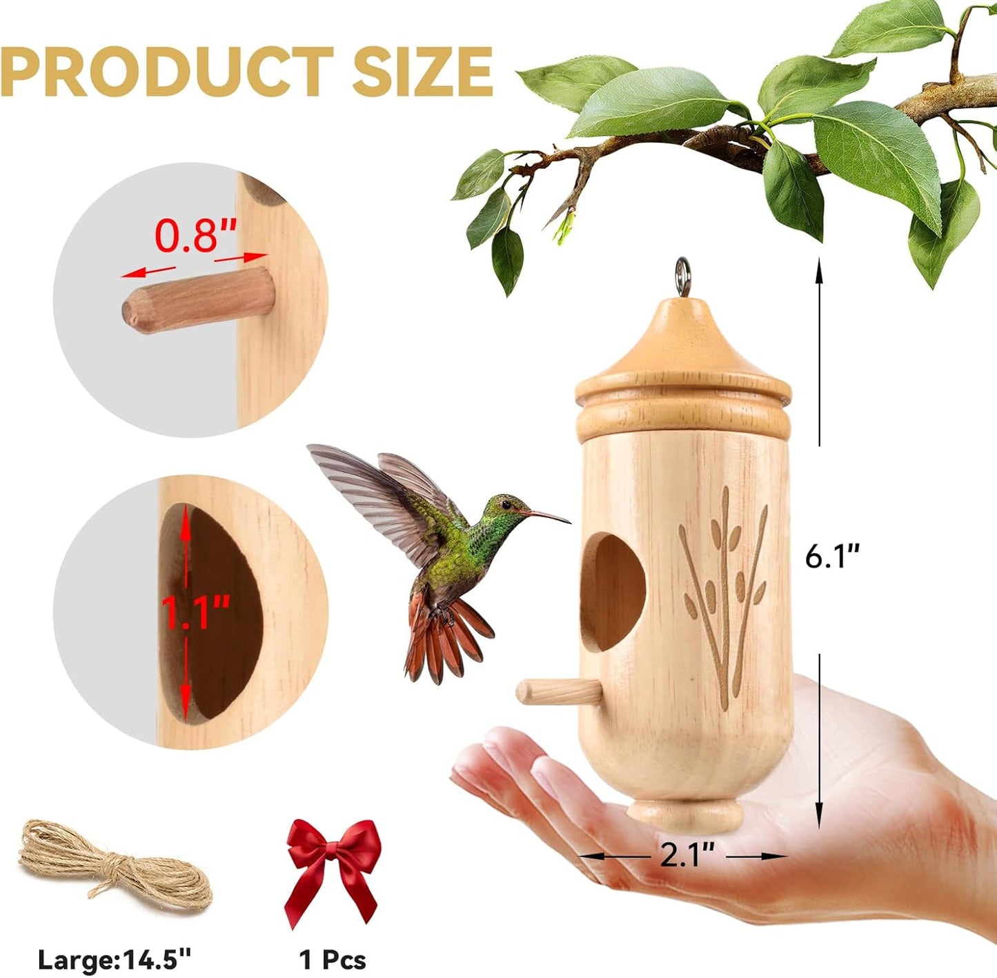 Hummingbird House, Solid Wood Hummingbird Houses for Outside-Exquisite