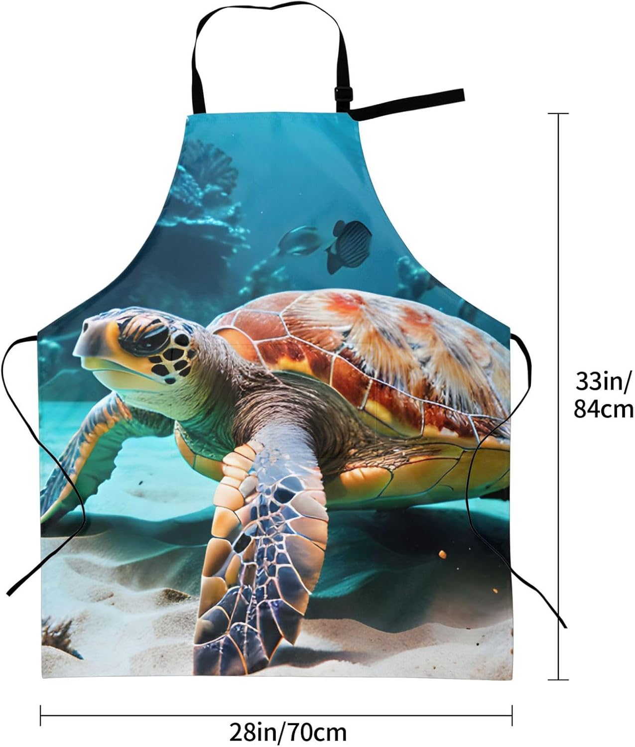 YANYU Sea Turtle Print 28x33 In Kitchen Apron Stylish Chef Apron with 