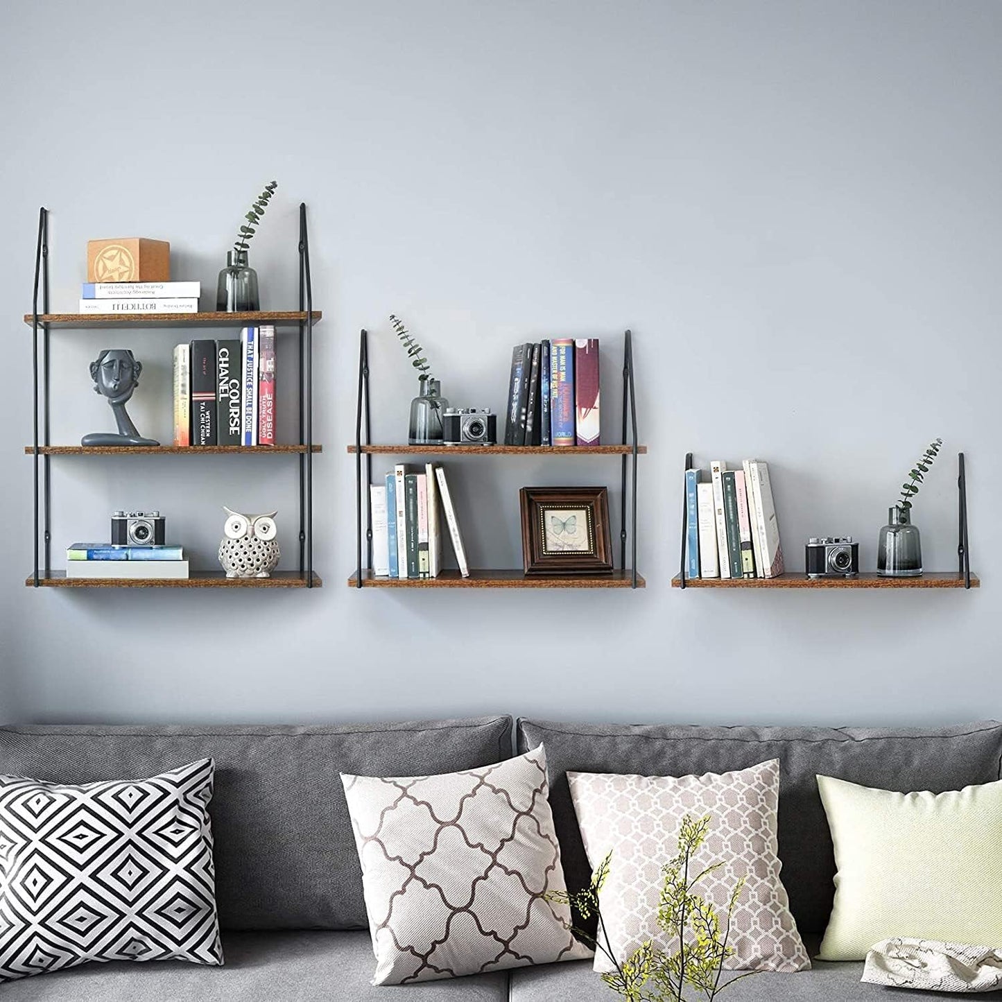 Floating partition Floating Shelves Wall Shelf Outdoor Shelving Unit for Wall Plant Stand Kitchen Spice Rack Storage Organiser Shelf for Bedroom Bathroom Living Room Shelf (2 1 Tier)