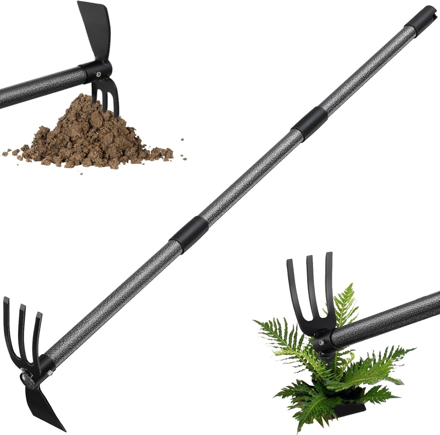 Garden Hoe Tool, 2-in-1 Heavy Duty Dual-Head Weeding Tool, 45" Adjusta