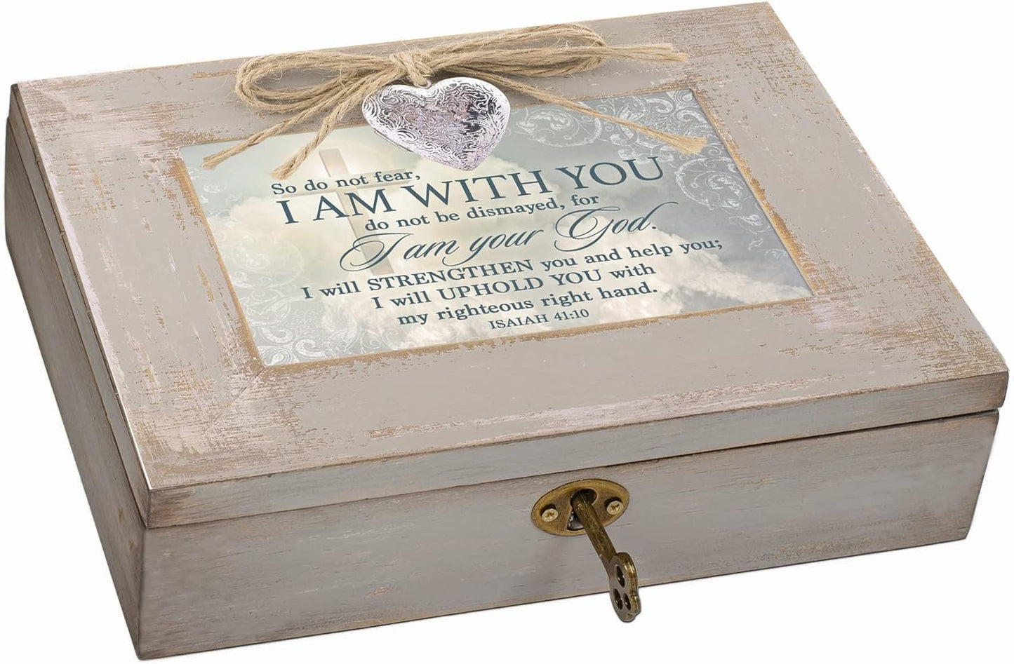 Cottage Garden Do Not Fear I Am with You Natural Taupe Wood Locket Mus