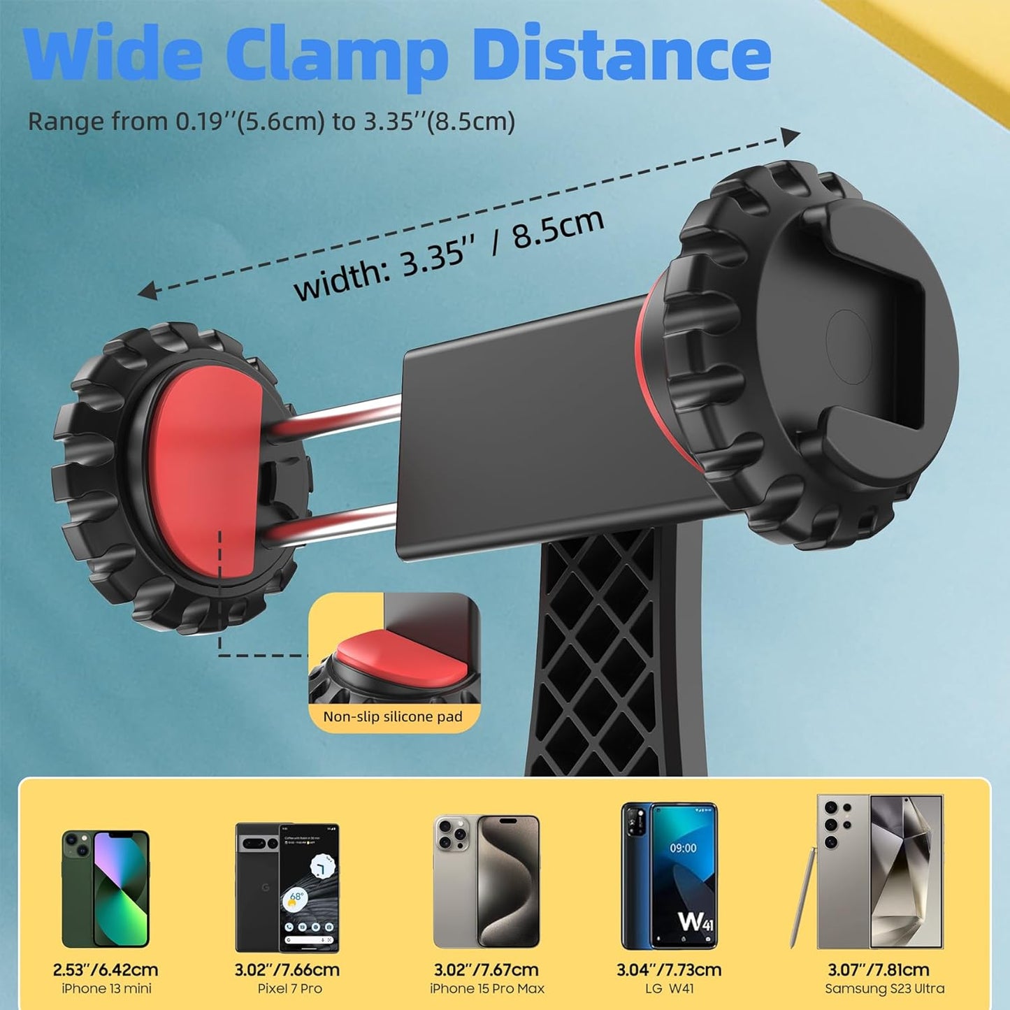 Zeadio Smartphone Tripod Mount Adapter, Cell Phone Tripod Holder Selfie Stick Monopod Adjustable Clamp, Fits for All iPhone and Android Smartphones