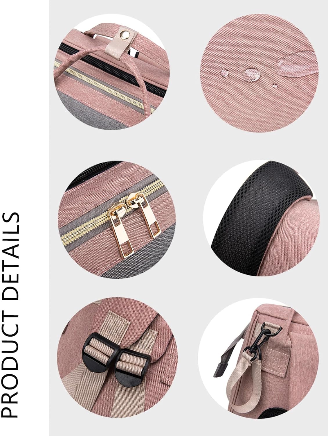 Diaper Bag Backpack with Changing Station: Pink Baby Bags for Girls Bo
