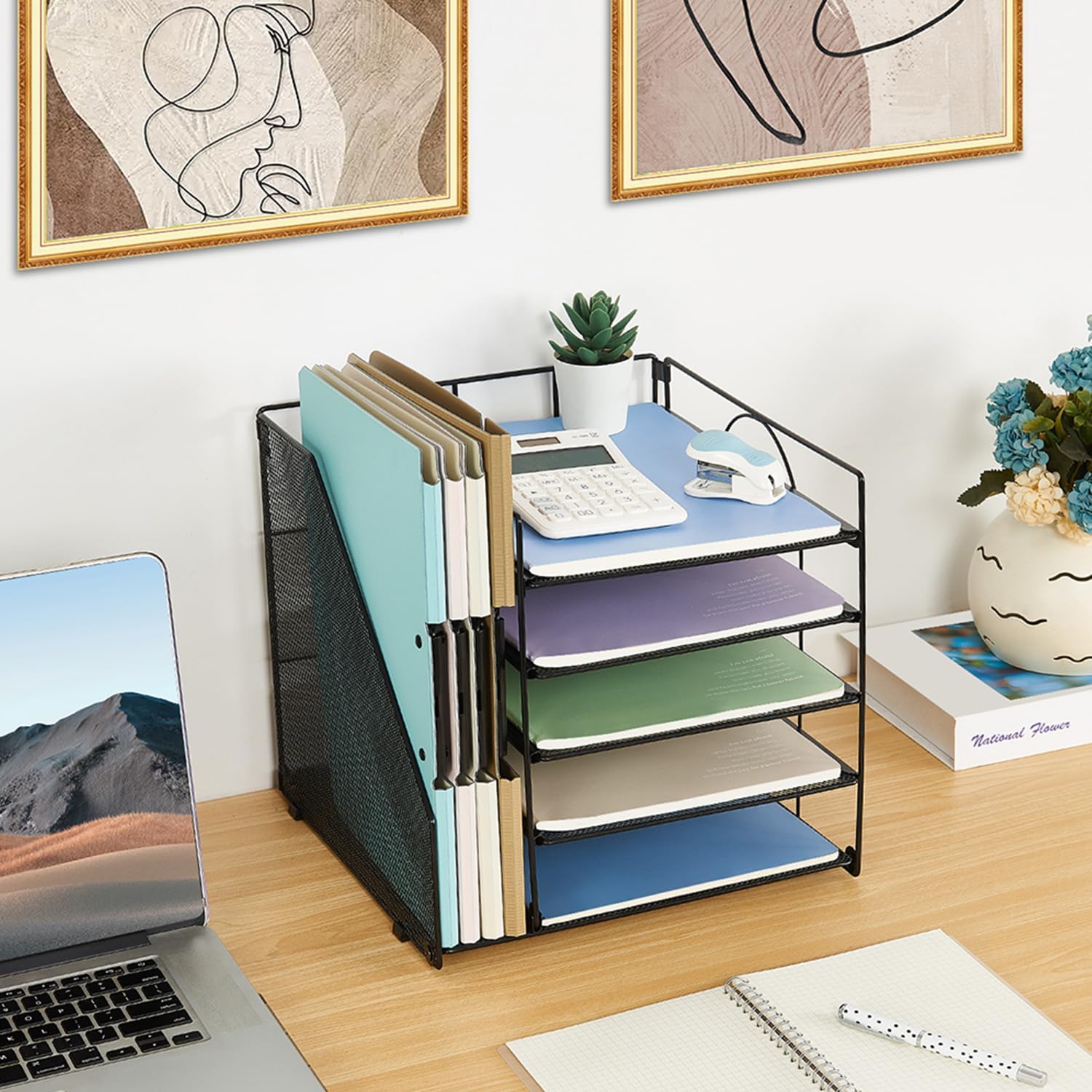 Desk Organizers and Accessories, 5-Tier Paper Letter Tray Organizer wi
