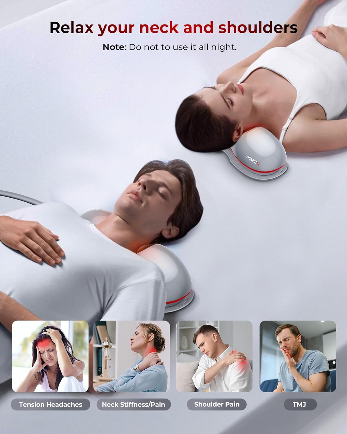 Heated Neck Stretcher with Red Light Therapy, Wireless Cervical Tracti