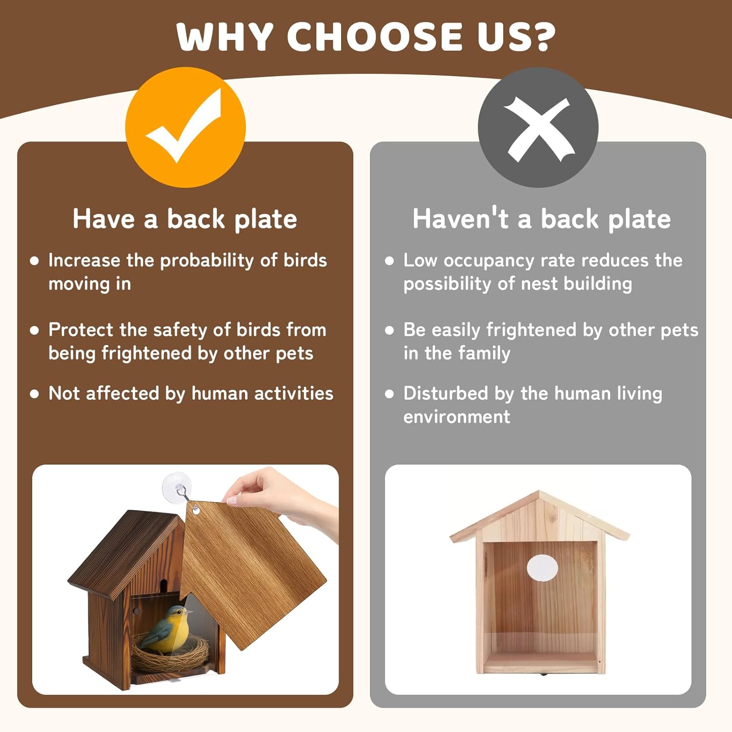Window Bird Houses for Outside with Stainless Steel Guard, Birdhouse C