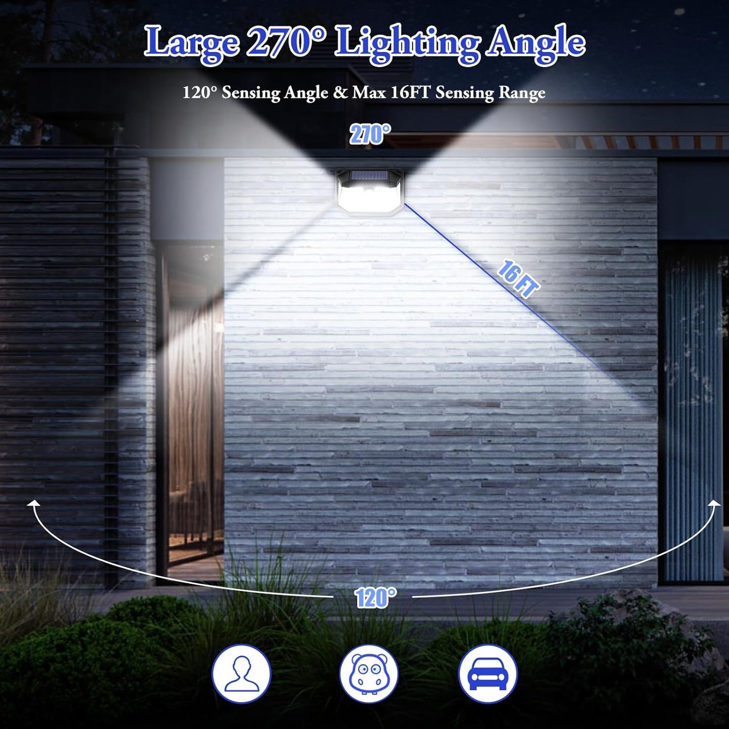 Solar Outdoor Lights, 2-Pack Super Bright 178 LEDs Motion Sensor Wall 
