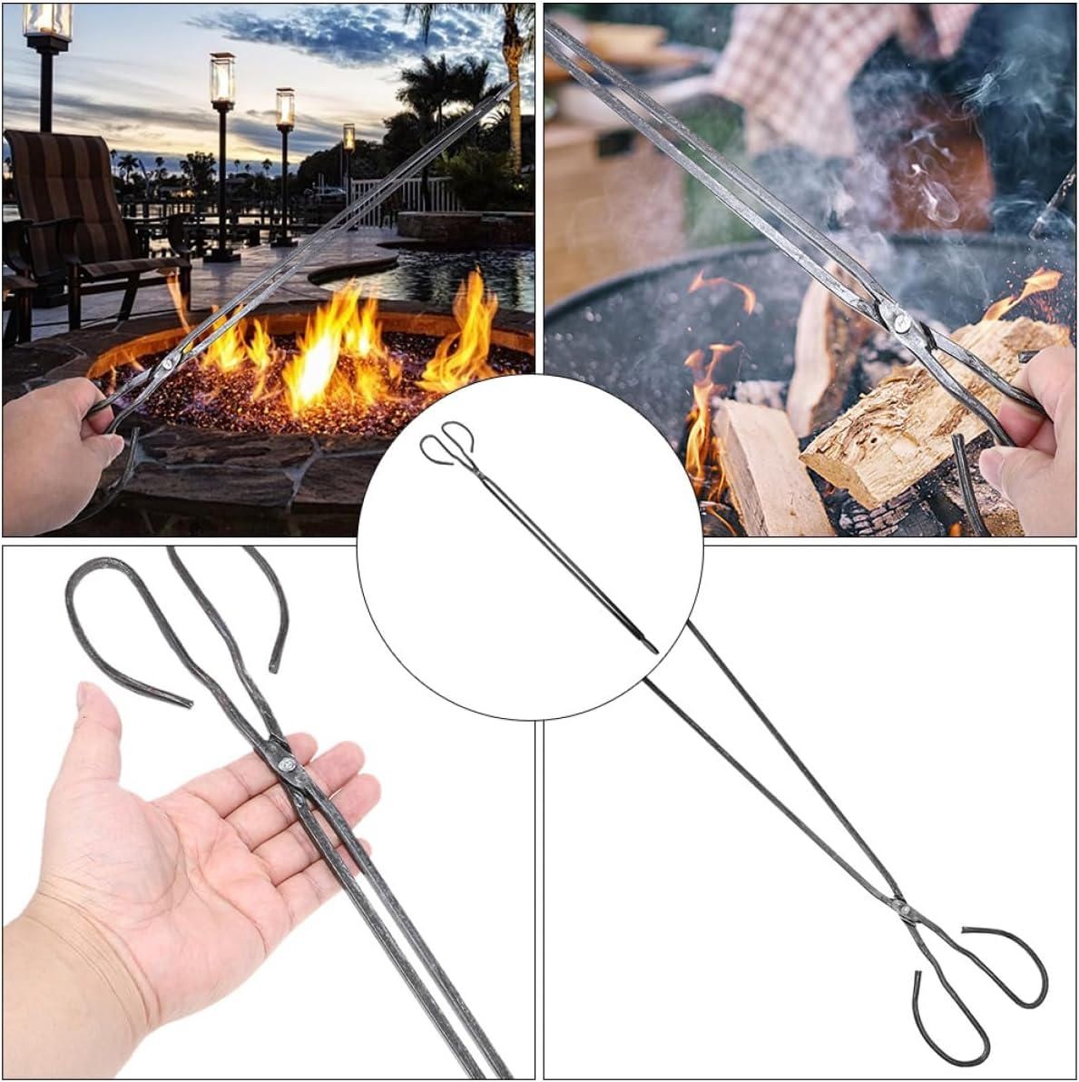 FAVOMOTO 2pcs 50cm Lengthened Iron Charcoal Tongs Household Bbq Clamp 
