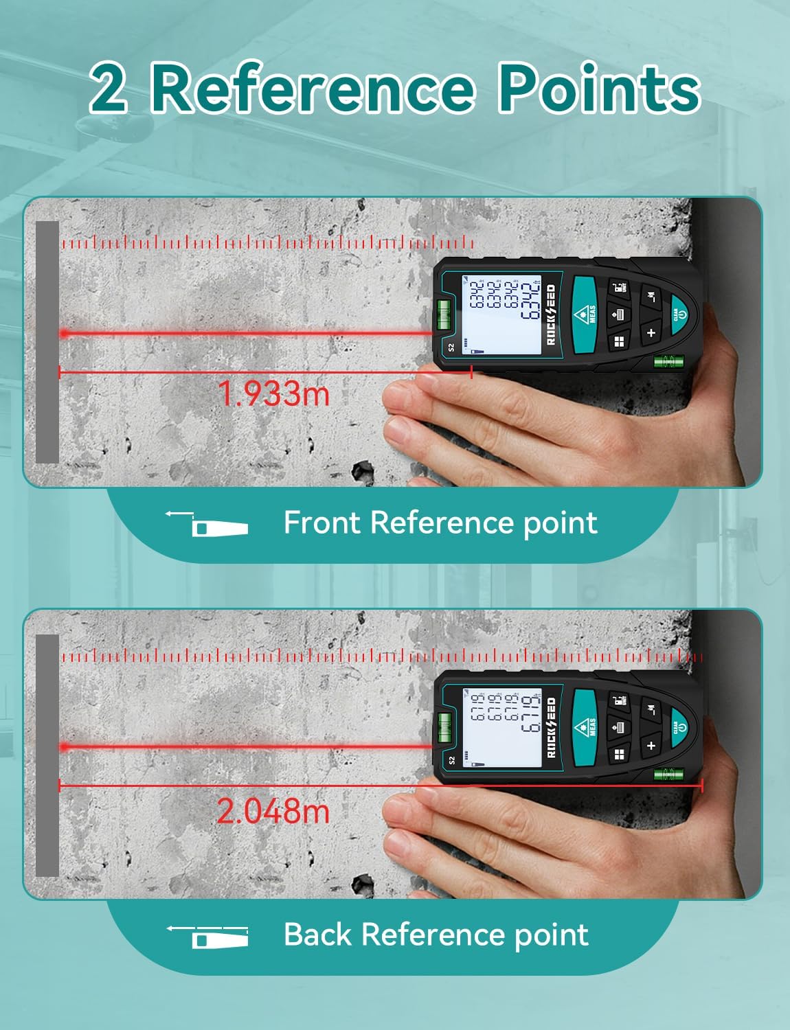 Laser Measure 50M/165ft,RockSeed Digital Laser Distance Meter with 2 B