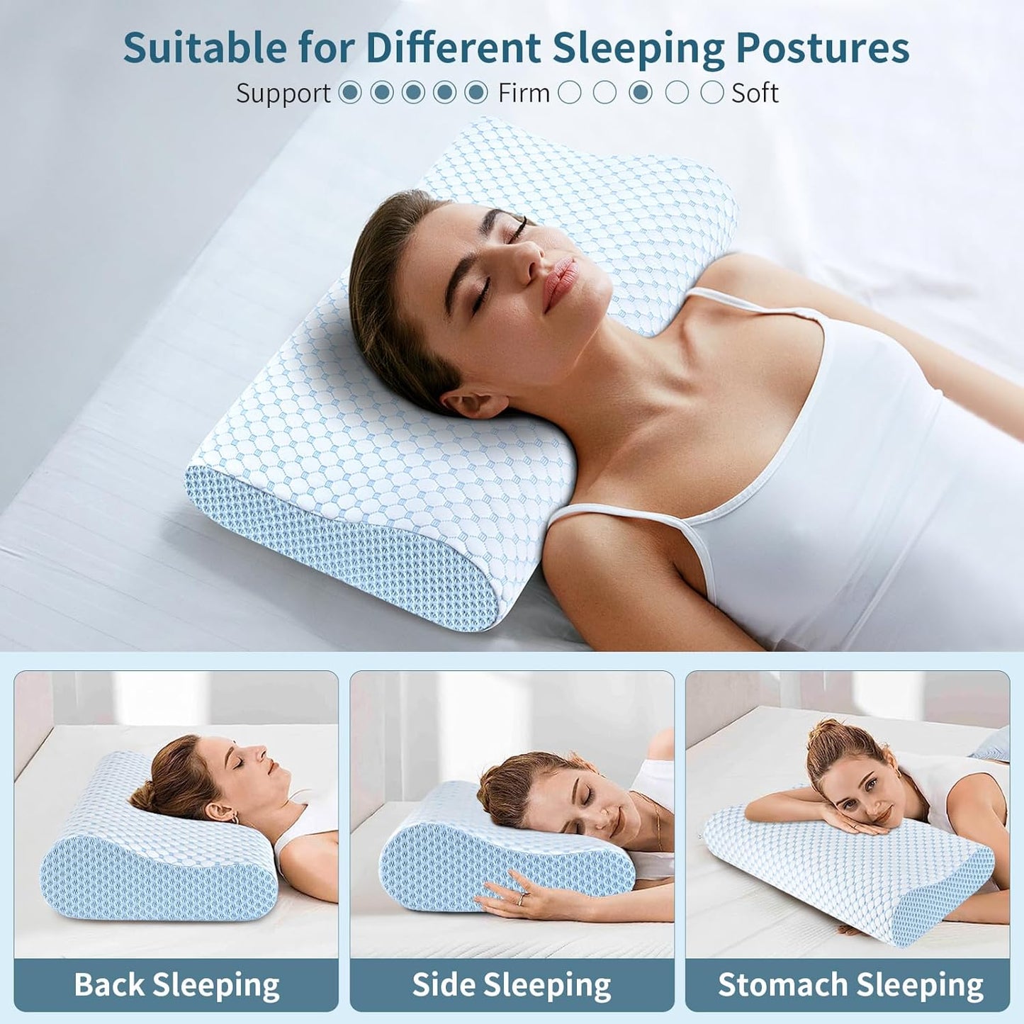 Cervical Pillow for Neck Pain Relief, Contour Memory Foam Pillows for 