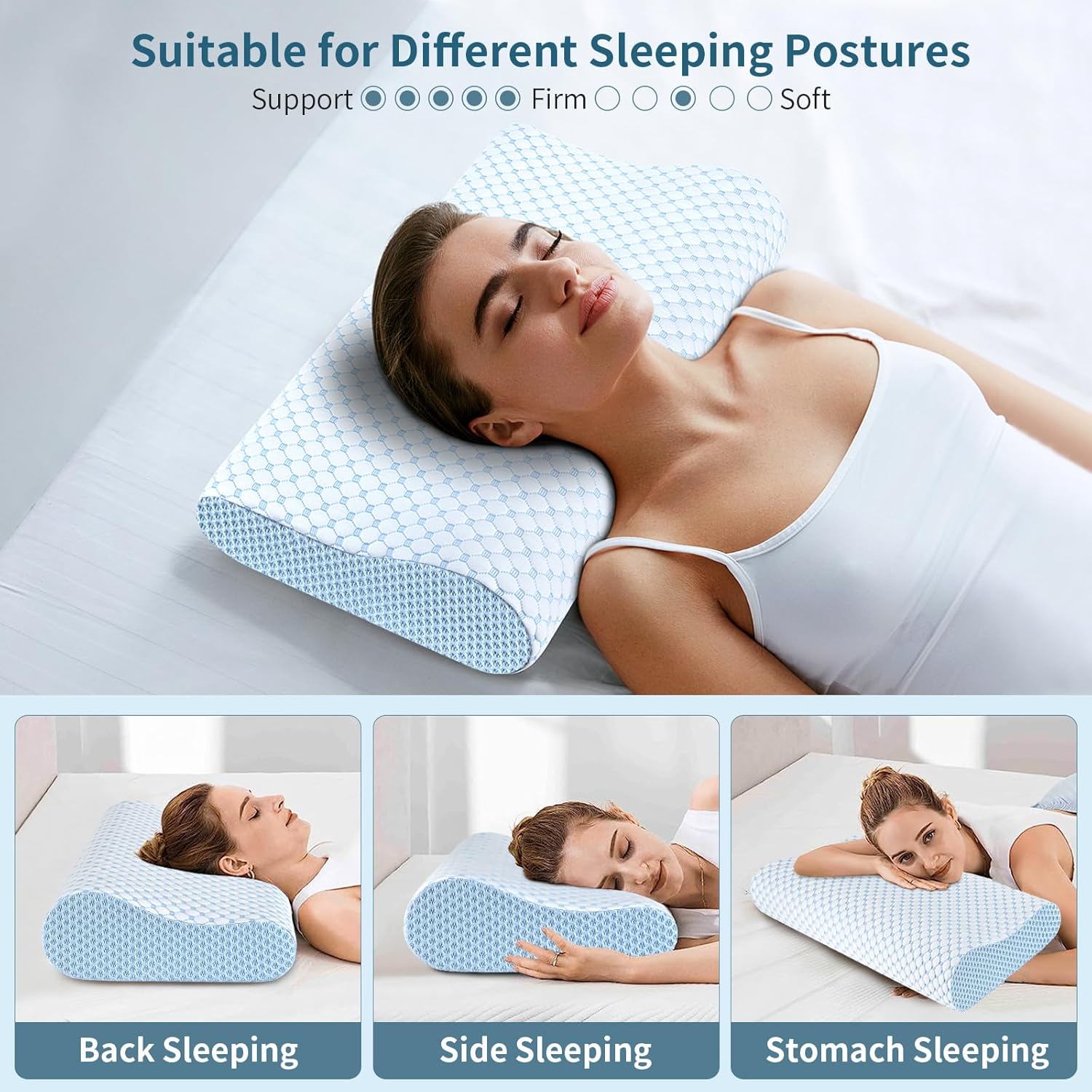 Cervical Pillow for Neck Pain Relief, Contour Memory Foam Pillows for 