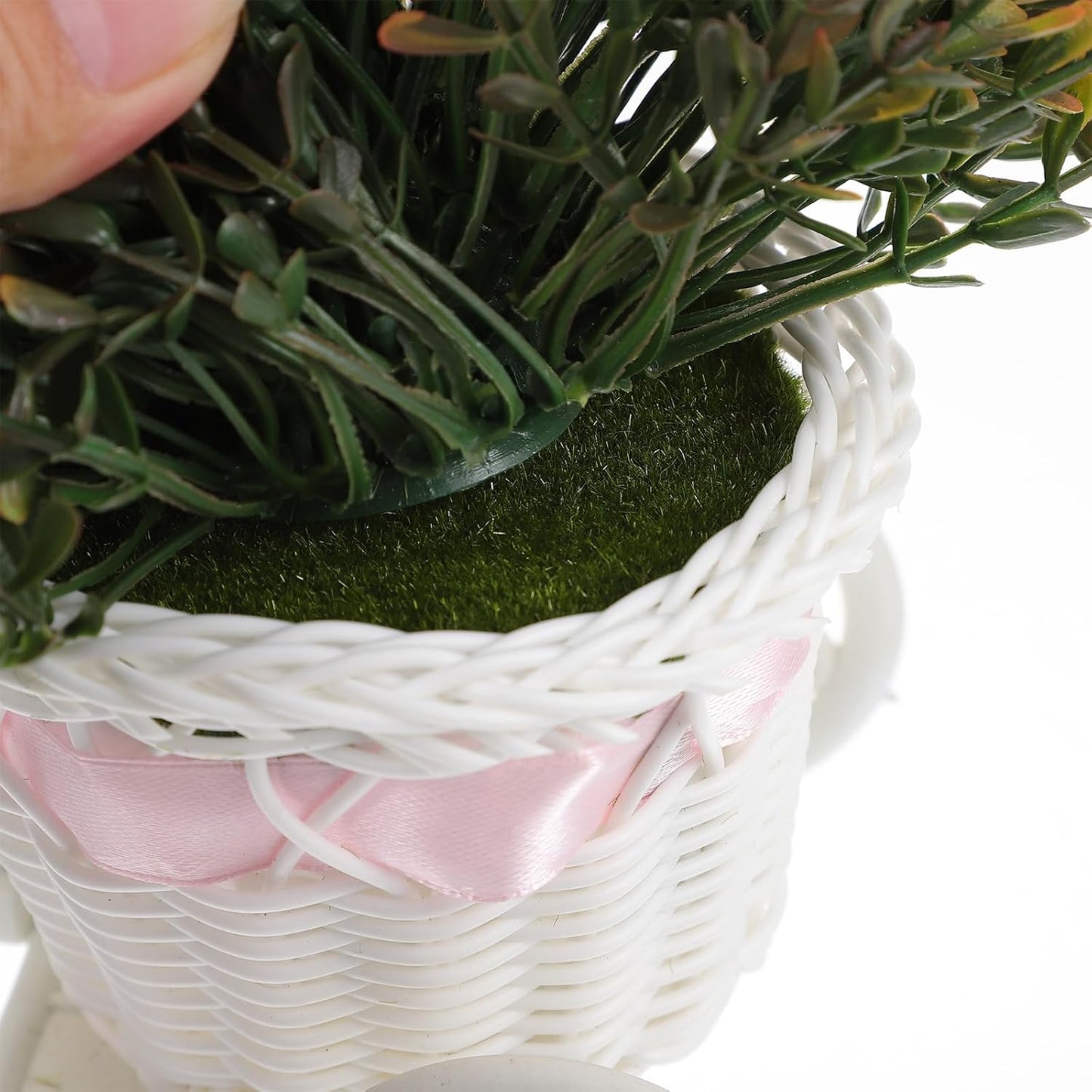 GANAZONO Artificial Potted Plant Bicycle Faux Bonsai Decor for Home Office Desk Decoration Easy Maintenance Mini Fake Flower Pot Stand Ideal for Wedding Party and Indoor Display