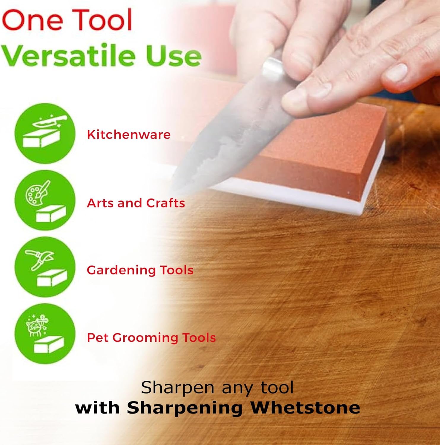 Whetstone Kitchen Knife Sharpening Stone, 8-Inches, Hatchet, Knife, an