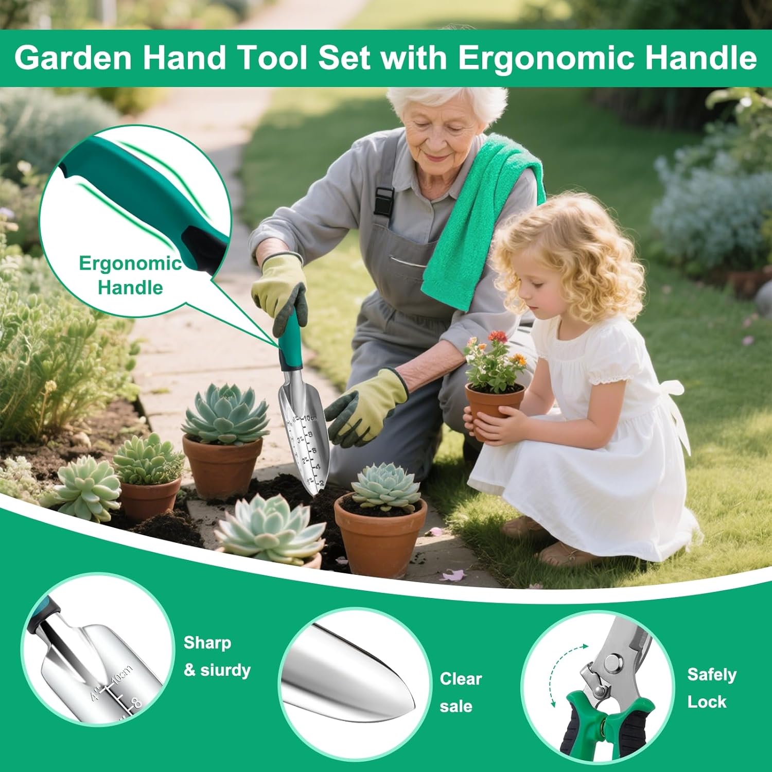 Garden Tool Set for Women, 12pcs Heavy Duty Gardening Tools, Cute Gard