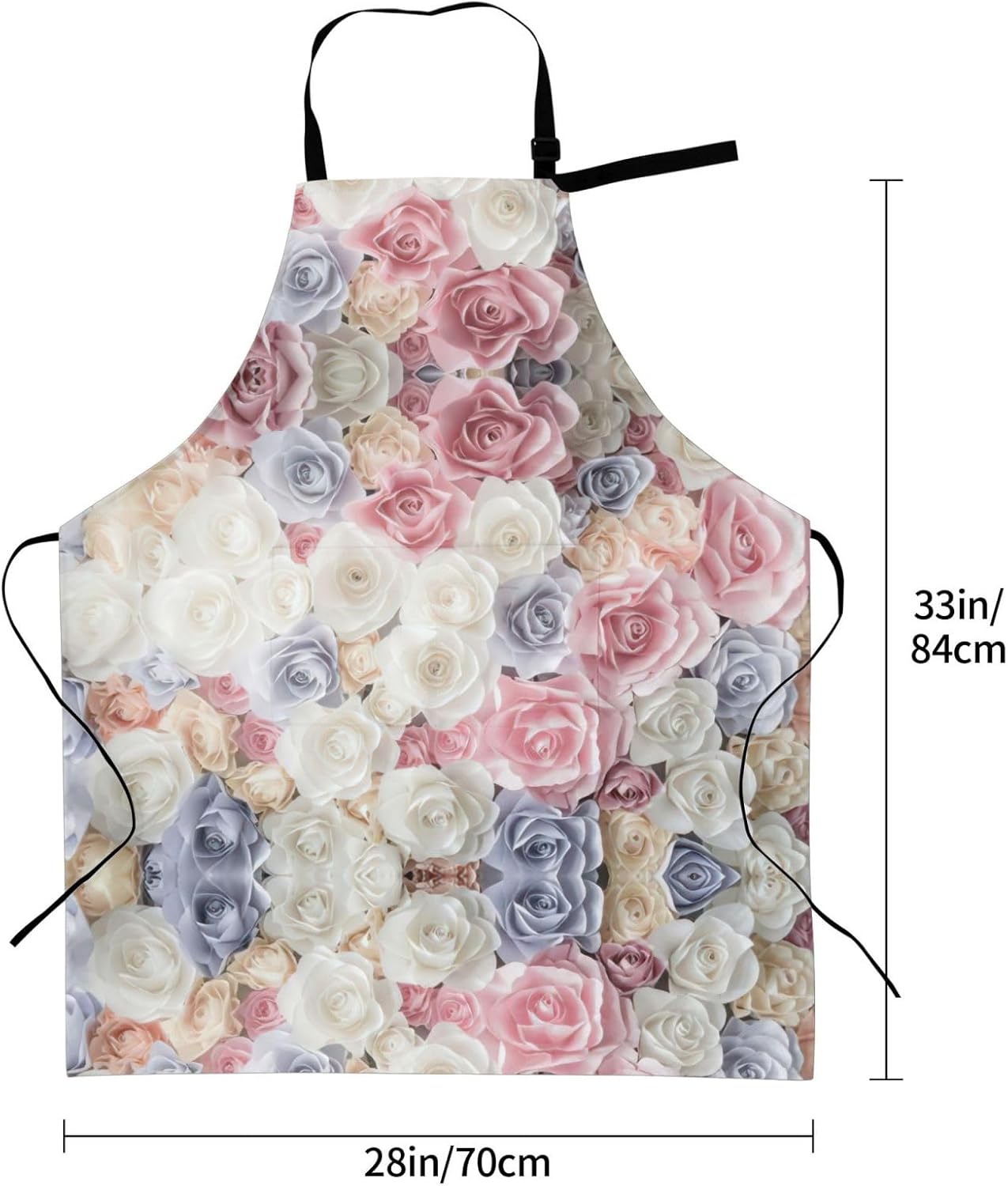 Rose Flower Floral Print Laundry apron 28x33 In Waterproof Kitchen Apron with Pockets for Cooking Baking