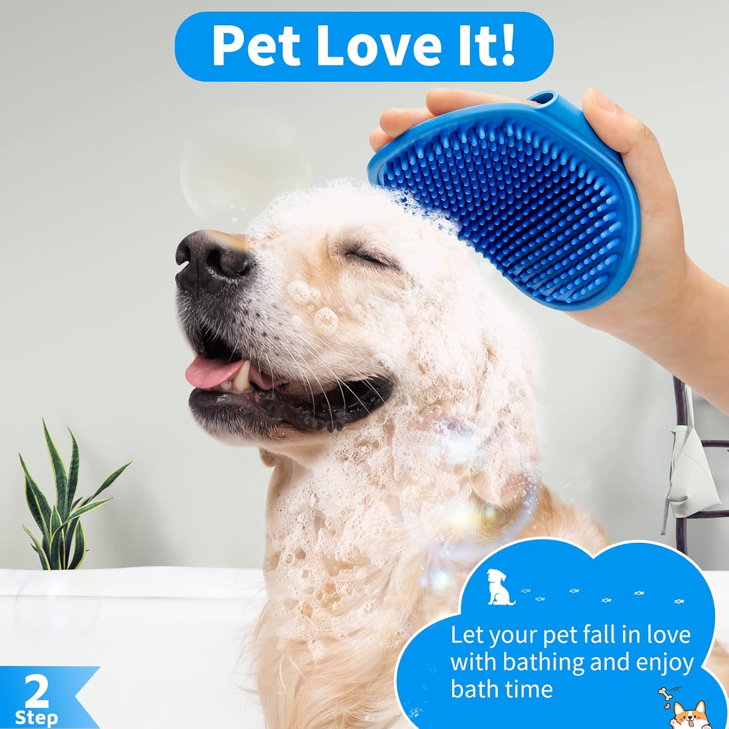 Comotech 6PCS Dog Bath Brush & Dog Toothbrush | Adjustable Handle Sham