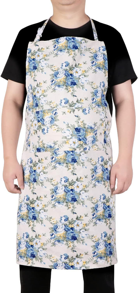 LOLOMLO Oversize Canvas Cotton Apron, Extra Large Aprons with Long Str