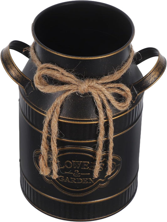 Rustic Galvanized Metal Flower Vase 9"x18"h Black Vintage Floral Arran