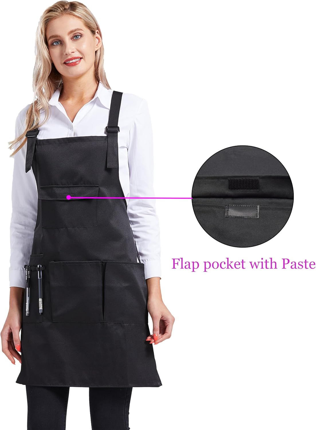Nanxson Adjustable Women Bib Apron Multi Function Professional Salon Stylist Work Apron with Tool Pockets CF3010