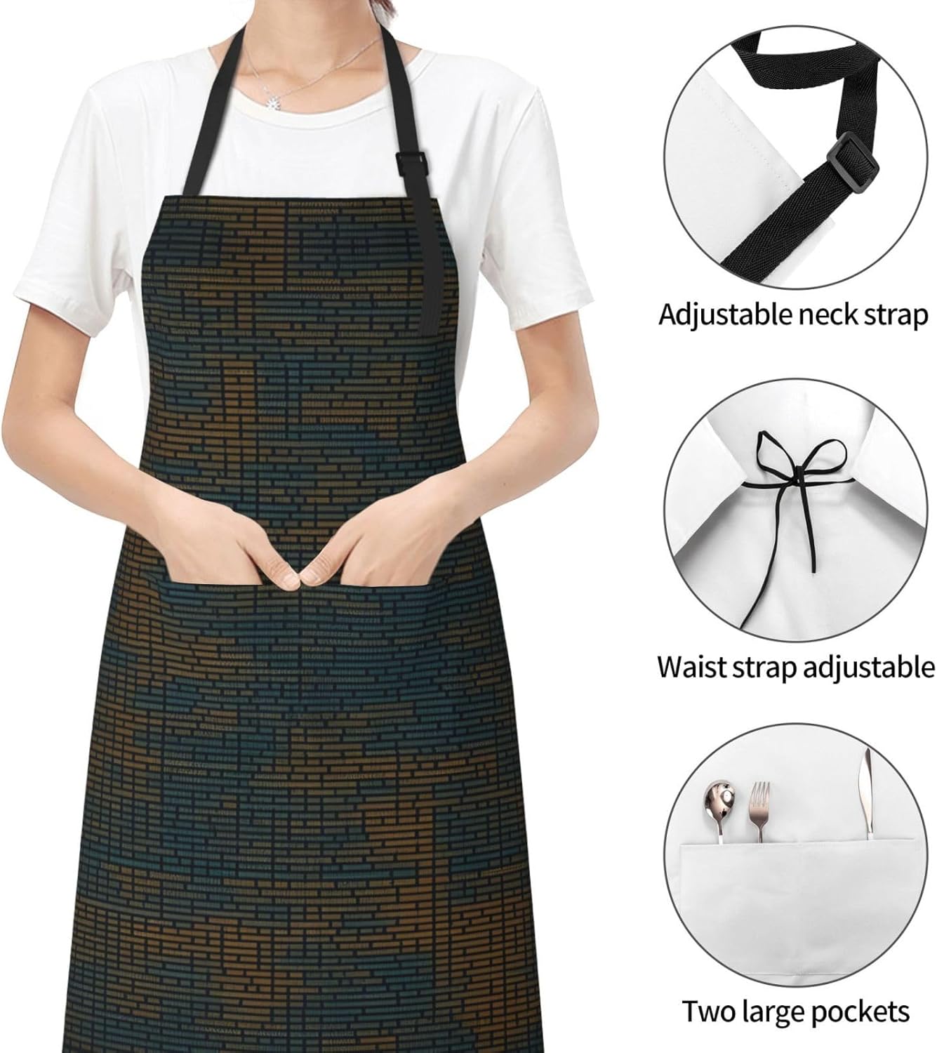 Programming Code 1 print Waterproof chef's apron with pocket apron for kitchen cooking baking barbecue and gardening