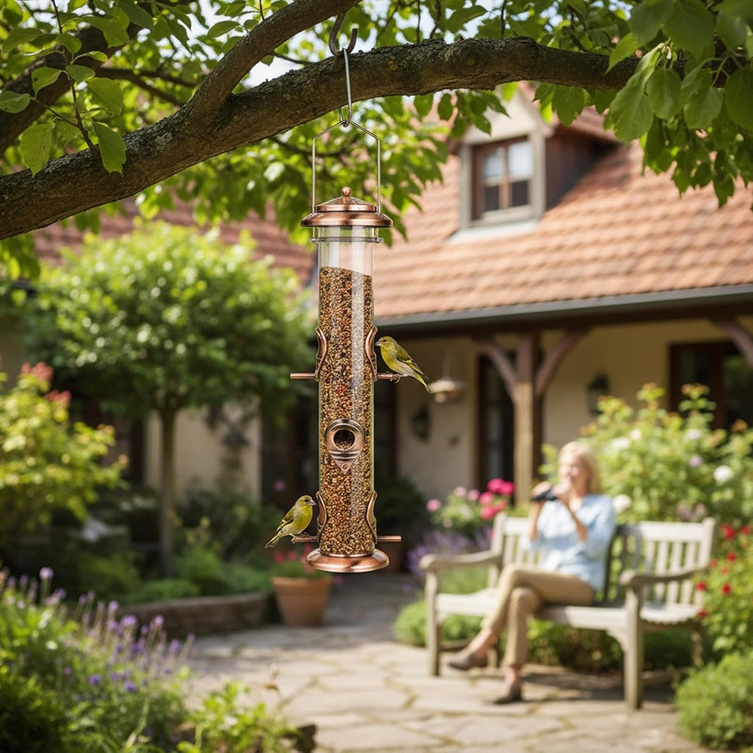 Squirrel Proof Bird Feeder - Small Tube Clear Weatherproof for Easy Ou
