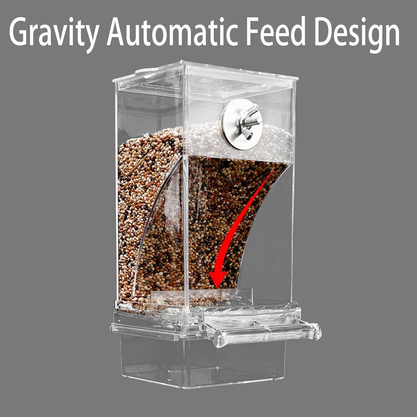 No Mess Bird Feeder for Cage, Automatic No-Spill Transparent Parrot Fe
