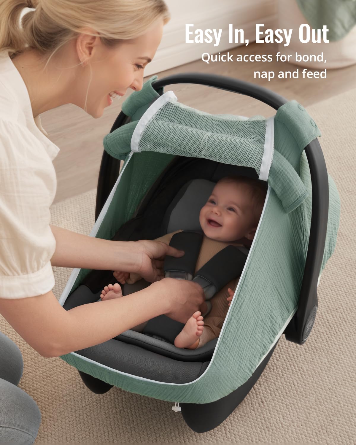 Blissful Diary Baby Car Seat Cover, Extra Large Mesh Window, Breathabl