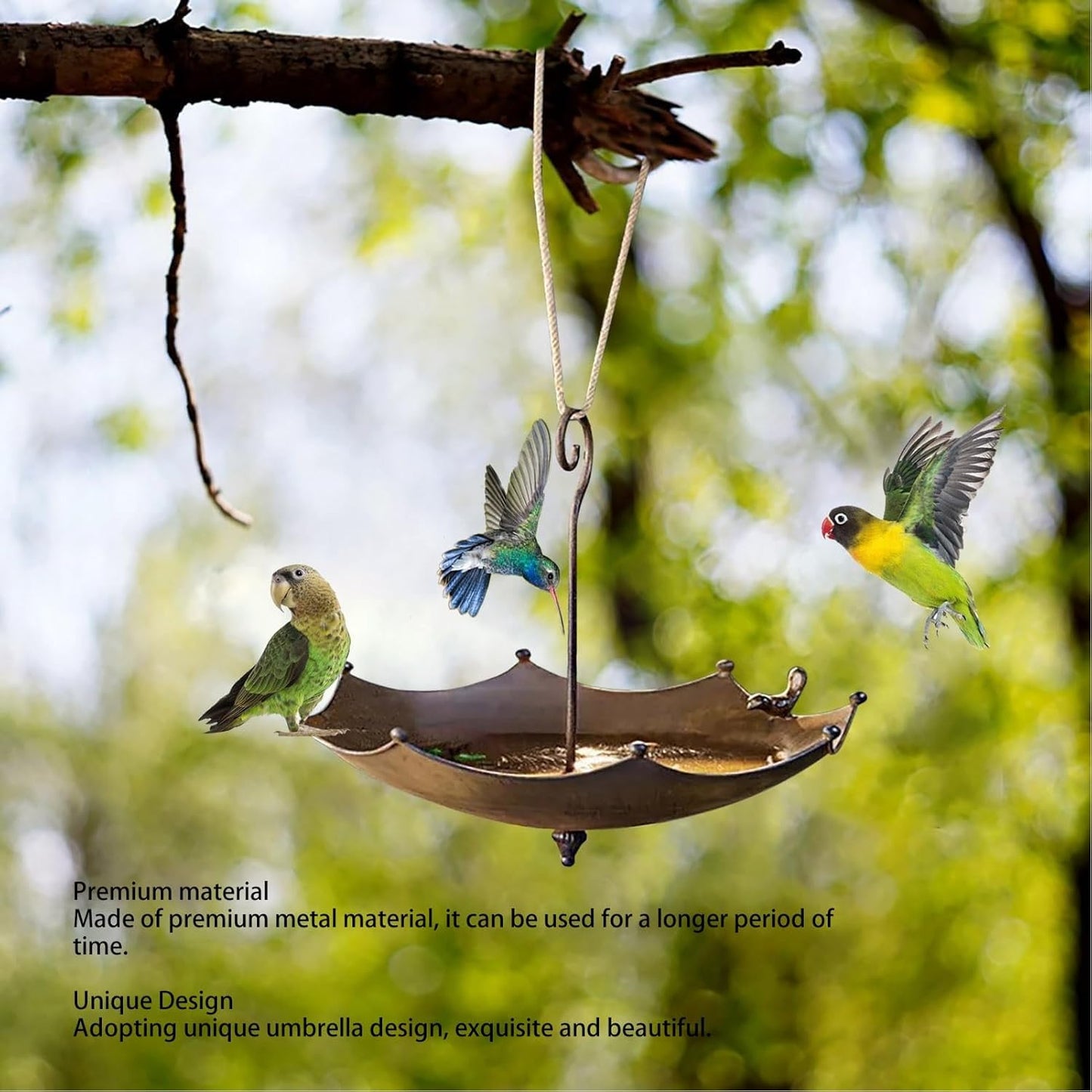 Metal Umbrella Bird Feeder, Hanging Iron Design for Wild Birds, Long Lasting Garden and Yard Decor, Ideal for Outdoor Bird Watching