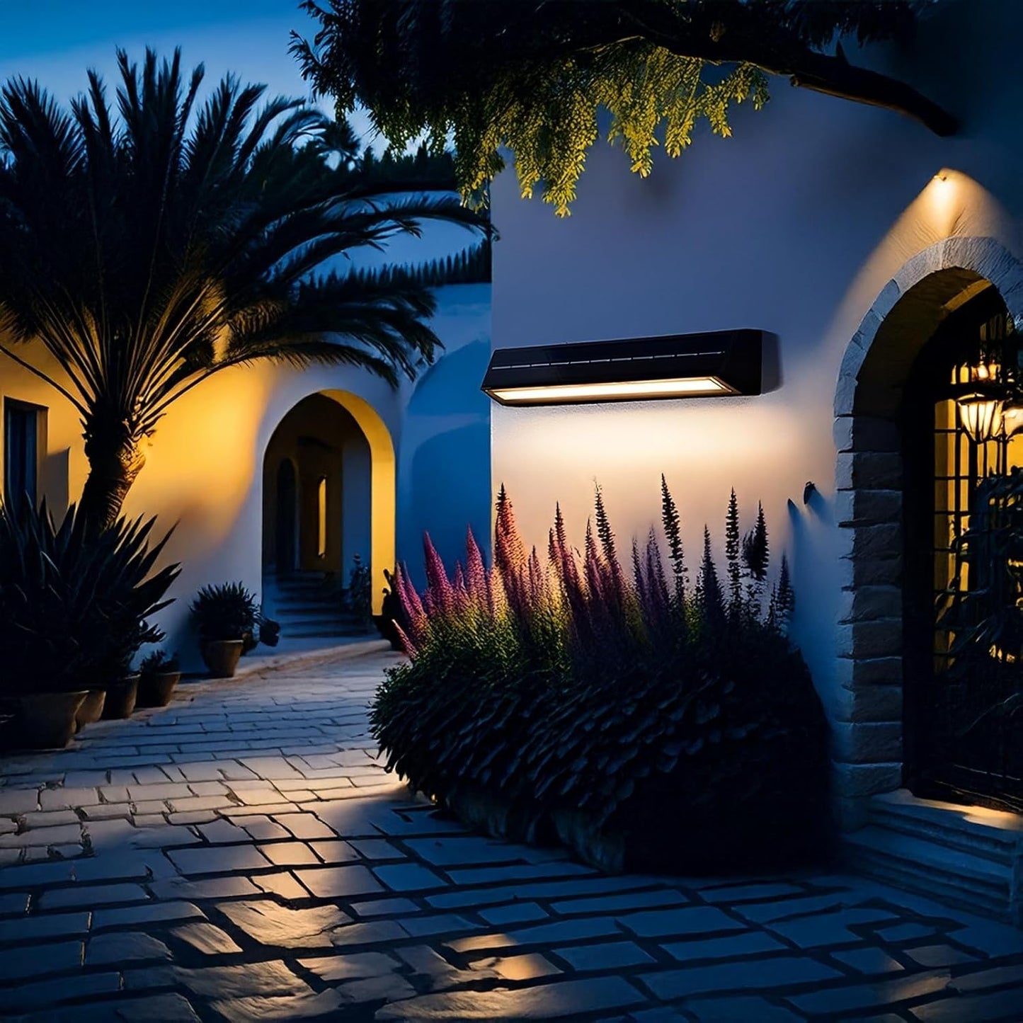 Outdoor Wall Sconce Solar Motion Sensor Exterior Wall Lamp Wireless LED Outdoor Wall Light Waterproof Night Lantern Porch Light for Patio Fence Garden Deck Yard Pathway Gate Cottage